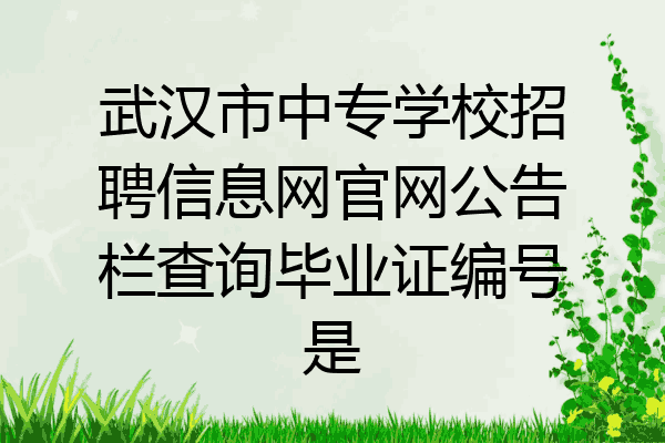 武汉市中专学校招聘信息网官网公告栏查询毕业证编号是