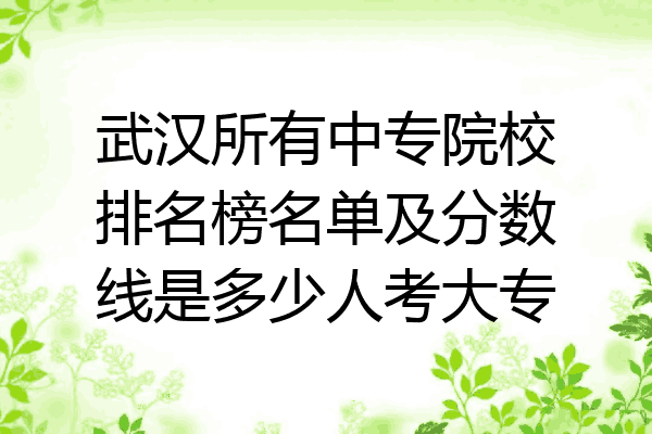 武汉所有中专院校排名榜名单及分数线是多少人考大专