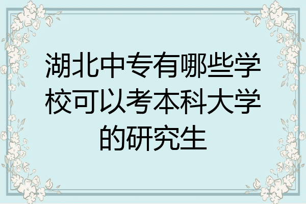 湖北中专有哪些学校可以考本科大学的研究生