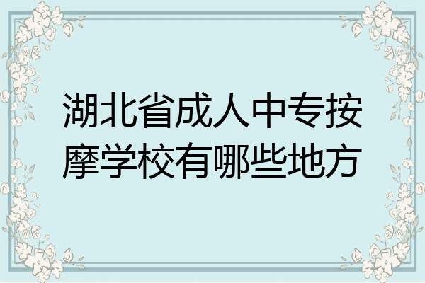 湖北省成人中专按摩学校有哪些地方
