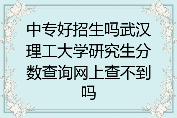 中专好招生吗武汉理工大学研究生分数查询网上查不到吗