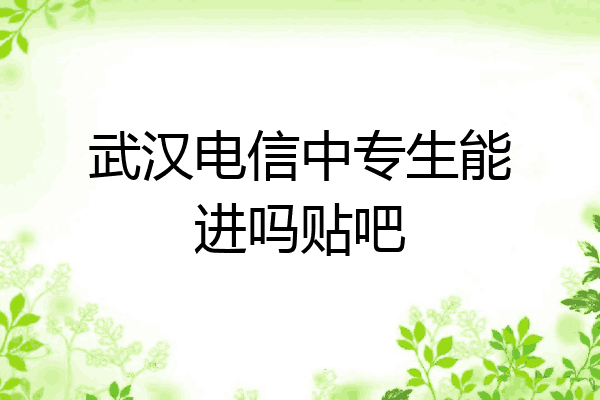 武汉电信中专生能进吗贴吧