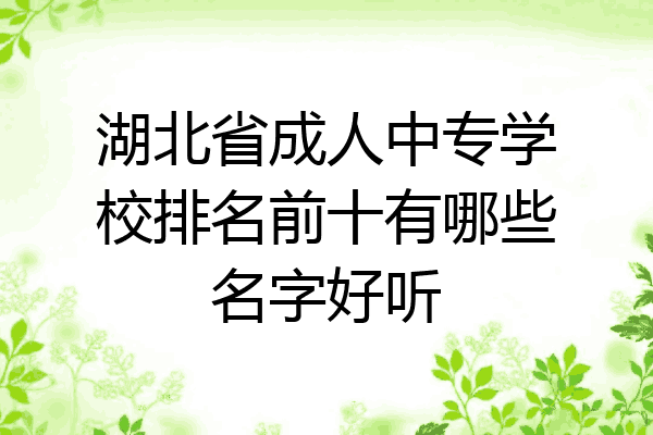 湖北省成人中专学校排名前十有哪些名字好听
