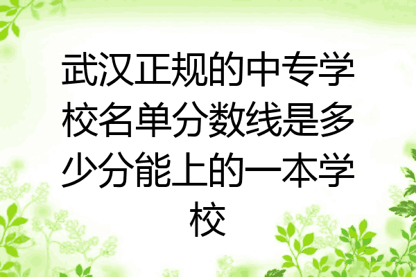 武汉正规的中专学校名单分数线是多少分能上的一本学校