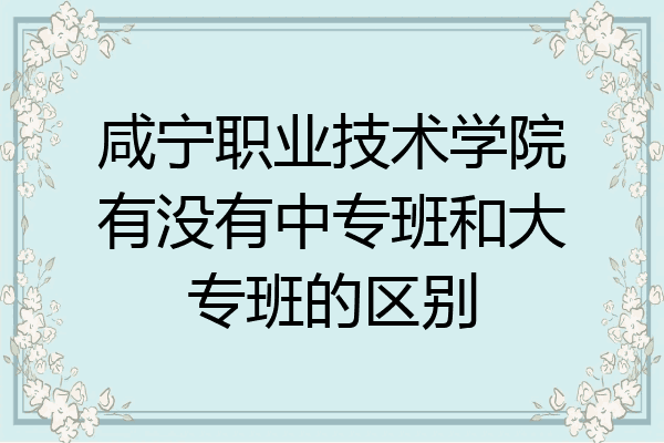 咸宁职业技术学院有没有中专班和大专班的区别