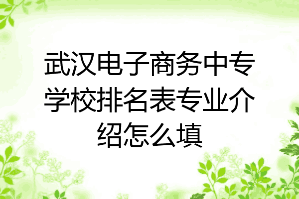 武汉电子商务中专学校排名表专业介绍怎么填