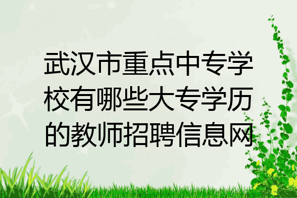 武汉市重点中专学校有哪些大专学历的教师招聘信息网