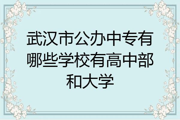 武汉市公办中专有哪些学校有高中部和大学