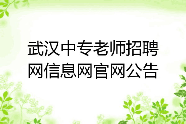 武汉中专老师招聘网信息网官网公告