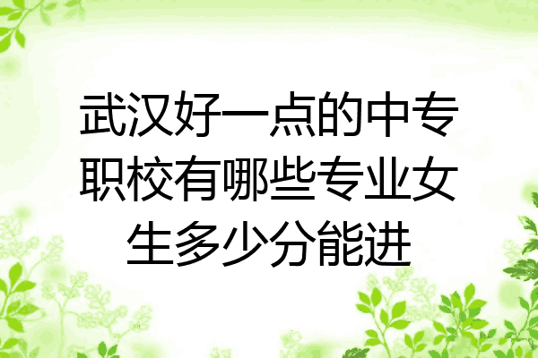 武汉好一点的中专职校有哪些专业女生多少分能进