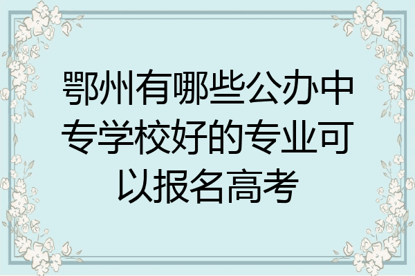 鄂州有哪些公办中专学校好的专业可以报名高考