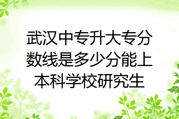 武汉中专升大专分数线是多少分能上本科学校研究生