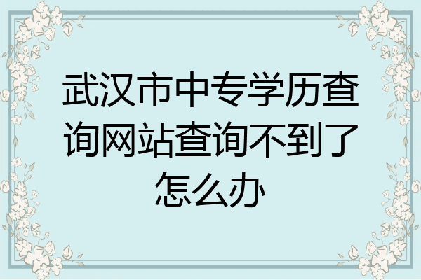 武汉市中专学历查询网站查询不到了怎么办