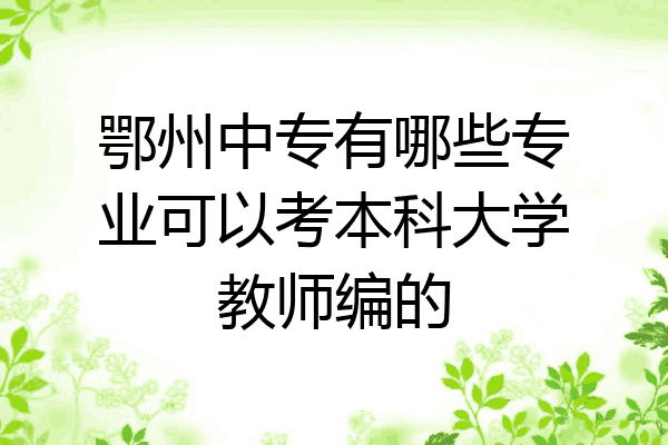 鄂州中专有哪些专业可以考本科大学教师编的