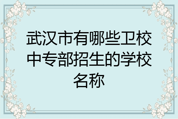 武汉市有哪些卫校中专部招生的学校名称