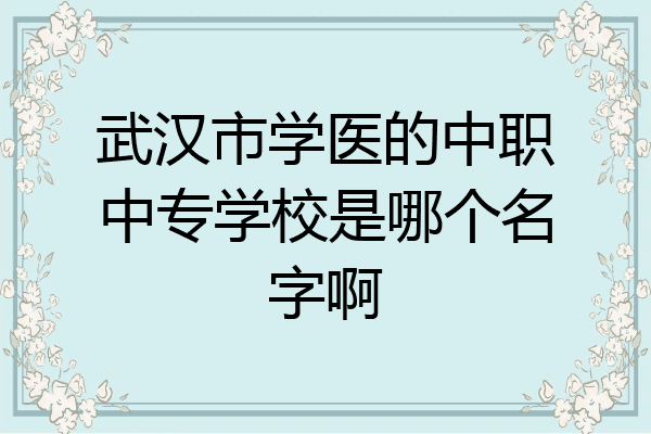 武汉市学医的中职中专学校是哪个名字啊