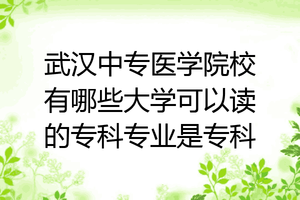 武汉中专医学院校有哪些大学可以读的专科专业是专科