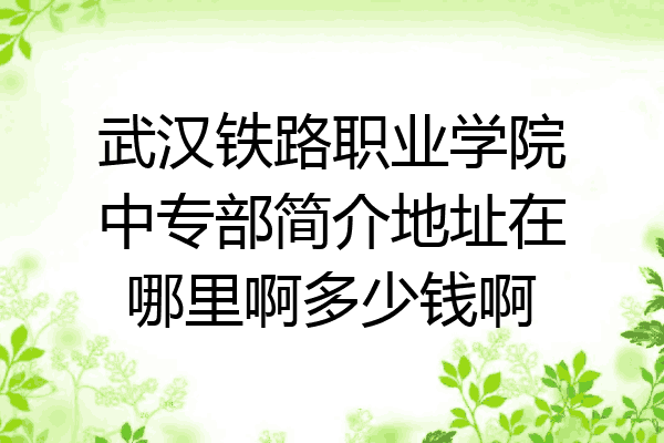武汉铁路职业学院中专部简介地址在哪里啊多少钱啊