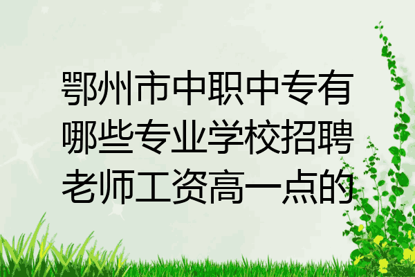 鄂州市中职中专有哪些专业学校招聘老师工资高一点的