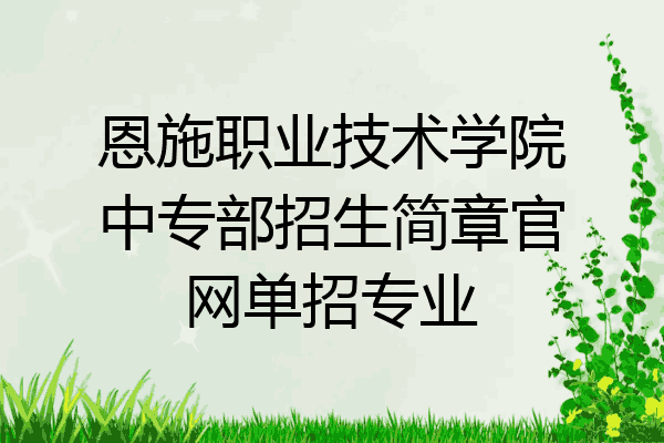 恩施职业技术学院中专部招生简章官网单招专业