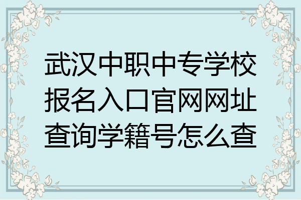 武汉中职中专学校报名入口官网网址查询学籍号怎么查