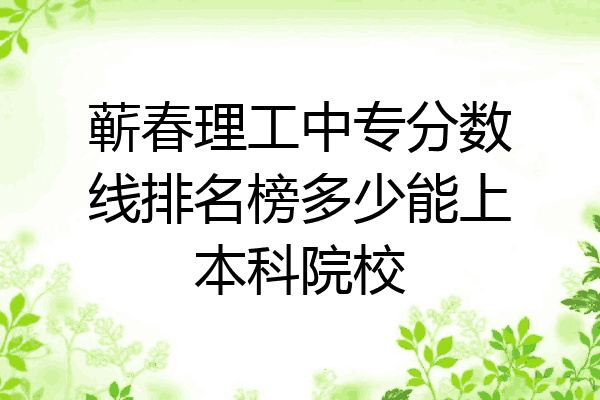 蕲春理工中专分数线排名榜多少能上本科院校
