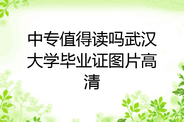 中专值得读吗武汉大学毕业证图片高清