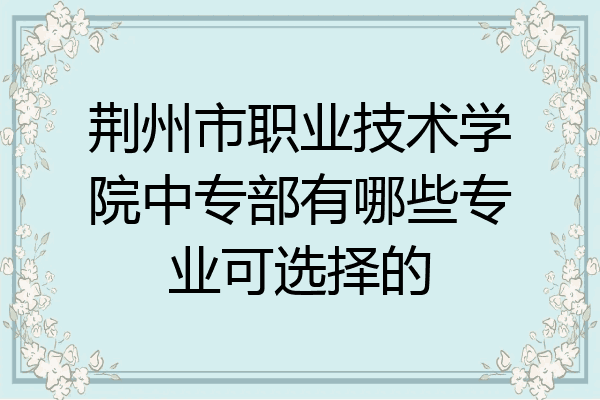 荆州市职业技术学院中专部有哪些专业可选择的