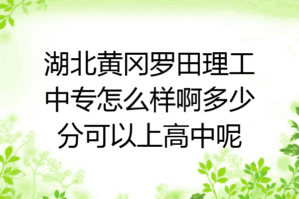 湖北黄冈罗田理工中专怎么样啊多少分可以上高中呢