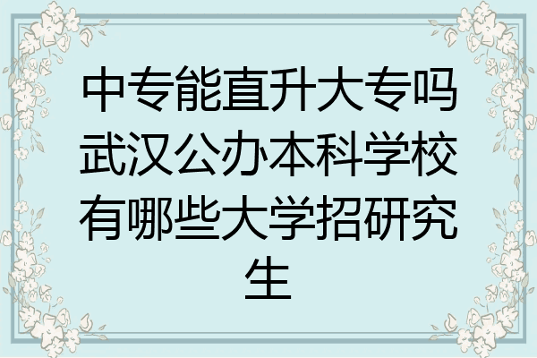 中专能直升大专吗武汉公办本科学校有哪些大学招研究生
