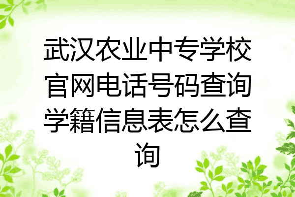 武汉农业中专学校官网电话号码查询学籍信息表怎么查询