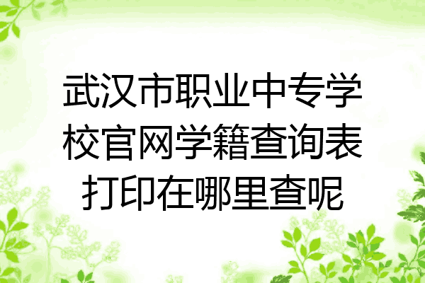 武汉市职业中专学校官网学籍查询表打印在哪里查呢
