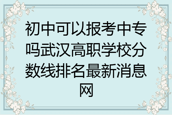 初中可以报考中专吗武汉高职学校分数线排名最新消息网