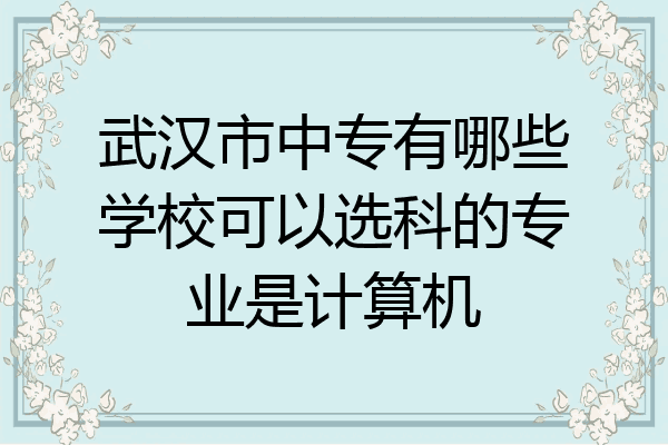 武汉市中专有哪些学校可以选科的专业是计算机