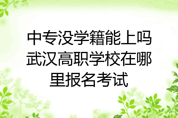 中专没学籍能上吗武汉高职学校在哪里报名考试