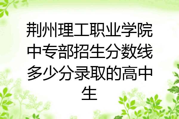 荆州理工职业学院中专部招生分数线多少分录取的高中生