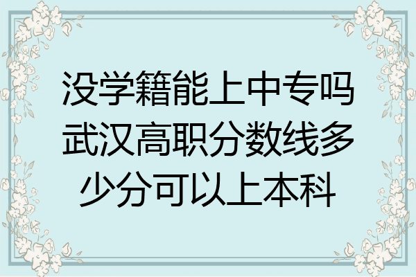 没学籍能上中专吗武汉高职分数线多少分可以上本科