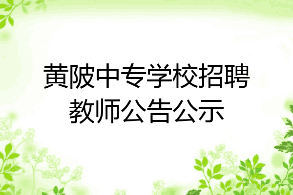 黄陂中专学校招聘教师公告公示