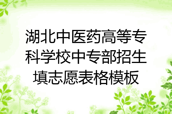 湖北中医药高等专科学校中专部招生填志愿表格模板