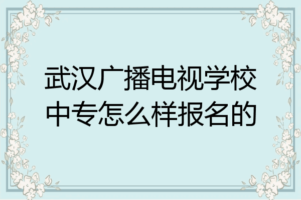 武汉广播电视学校中专怎么样报名的