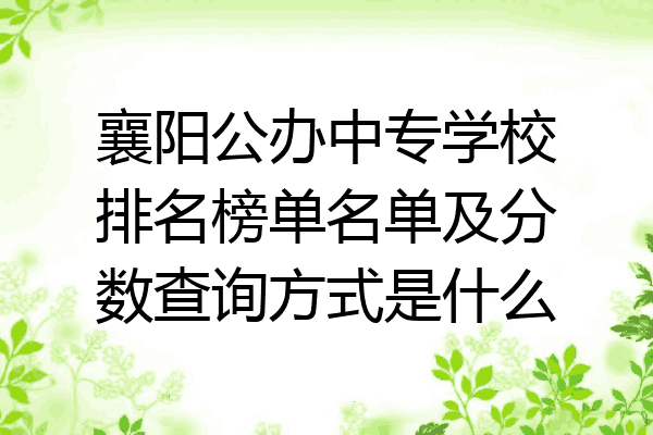 襄阳公办中专学校排名榜单名单及分数查询方式是什么