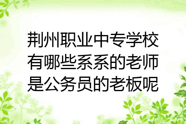 荆州职业中专学校有哪些系系的老师是公务员的老板呢