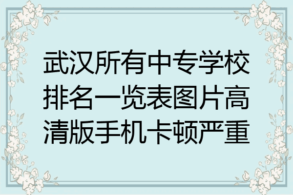 武汉所有中专学校排名一览表图片高清版手机卡顿严重