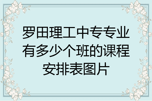罗田理工中专专业有多少个班的课程安排表图片