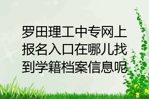 罗田理工中专网上报名入口在哪儿找到学籍档案信息呢