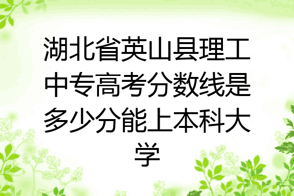 湖北省英山县理工中专高考分数线是多少分能上本科大学
