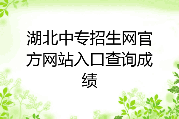 湖北中专招生网官方网站入口查询成绩