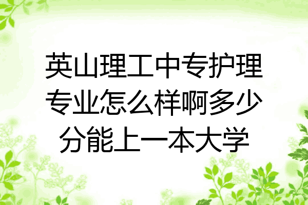 英山理工中专护理专业怎么样啊多少分能上一本大学