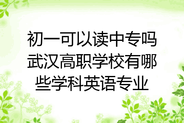 初一可以读中专吗武汉高职学校有哪些学科英语专业