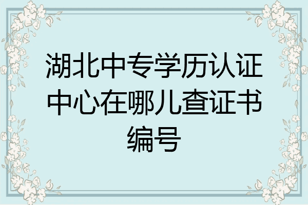 湖北中专学历认证中心在哪儿查证书编号